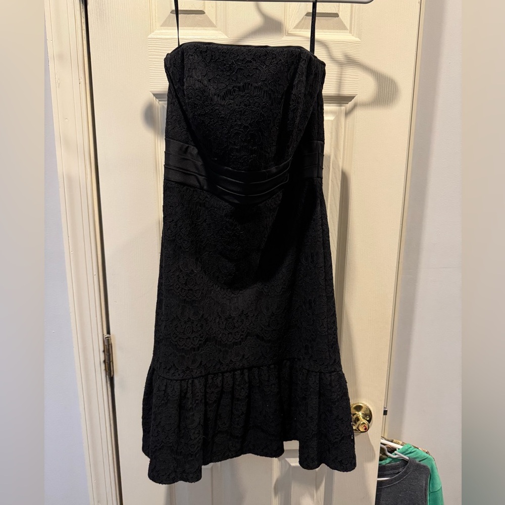 Strapless black lace WHBM dress worn once size 0